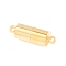 Brass Magnetic Clasps with Loops, Nickel Free, Column, Golden, 16x6mm, Hole: 1.5mm
