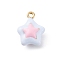 Alloy Enamel Charms, Star Charm, Golden, Light Steel Blue, 14.5x11.5x4.5mm, Hole: 1.5mm