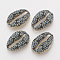 Printed Alloy Links connectors, Cowrie Shell Shape, Light Gold, Colorful, 16x11x3.5mm