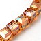 Electorplated Glass Beads, Rainbow Plated, Faceted, Cube, Orange Red, 9x9x9mm, Hole: 1mm