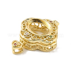Rack Plating Brass Micro Pave Cubic Zirconia Locket Pendants&nbsp;KK-C241-02G