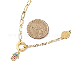 Brass Micro Pave Cubic Zirconia Hamsa Hand Pendant Necklaces&nbsp;NJEW-JN04729