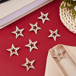 8Pcs Star Alloy Rhinestone Lapel Pinks for Backpack Clothes&nbsp;JEWB-DC0001-35G