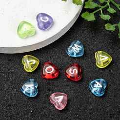 Transparent Acrylic Heart Horizontal Hole Letter Beads&nbsp;TACR-Q101-01