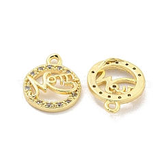 Mother's Day Brass Micro Pave Clear Cubic Zirconia Pendants&nbsp;KK-Z044-12G