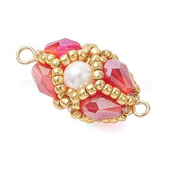 6Pcs 6 Colors Glass Beaded Oval Connector Charms&nbsp;PALLOY-MZ01233