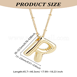1pc Brass Chain with Alloy Letter Pendants Necklaces&nbsp;NJEW-LP0001-41R-G