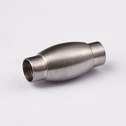 Tarnish Resistant Smooth 304 Stainless Steel Barrel Magnetic Clasps with Glue-in Ends&nbsp;STAS-E089-34F