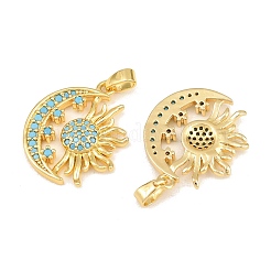 Brass Micro Pave Sky Blue Cubic Zirconia Pendants&nbsp;CU-CBAA571-04G