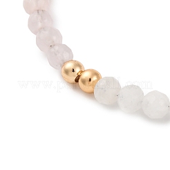Natural Rose Quartz & Rainbow Moonstone Faceted Round Beaded Bracelets&nbsp;BJEW-JB11205