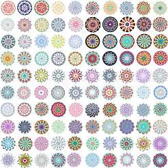 100Pcs Mandala Style PVC Flower Sticker Labels&nbsp;MAND-PW0001-21