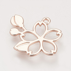 Rack Plating Alloy Open Back Bezel Pendants&nbsp;PALLOY-R099-30RG-FF