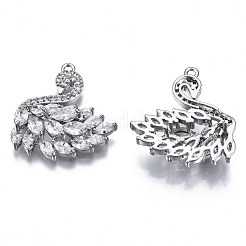 Brass Micro Pave Clear Cubic Zirconia Pendants&nbsp;ZIRC-S069-031P
