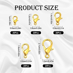 100Pcs 5 Styles Zinc Alloy Lobster Claw Clasps&nbsp;FIND-YW0006-16