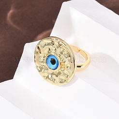 Brass Enamel Cuff Rings for Women&nbsp;RJEW-K264-05G
