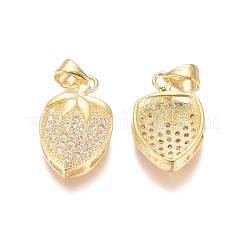 Brass Micro Pave Clear Cubic Zirconia Pendants&nbsp;ZIRC-D119-02G