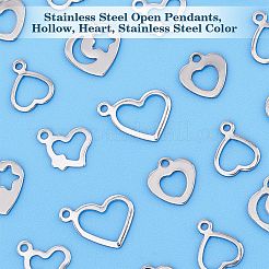 150Pcs 5 Style 304 Stainless Steel Open Pendants&nbsp;STAS-UN0030-54