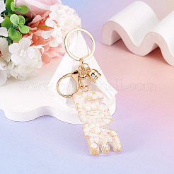 Alloy & Resin Tassel Keychainss&nbsp;AJEW-TADJ0001-20G-03