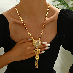 Fashionable Vintage Brass Hollow Heart Pendant Y Necklaces for Women&nbsp;RM9397