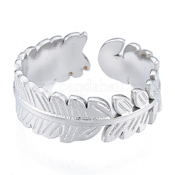 Non-Tarnish 304 Stainless Steel Leaf Cuff Rings&nbsp;RJEW-N038-126P
