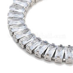 Brass Pave Clear Cubic Zirconia Rectangle Box Chain Slider Bracelets&nbsp;BJEW-B094-05B-P