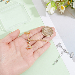 4Pcs 2 Colors Brass Micro Pave Clear Cubic Zirconia Ends with Chains&nbsp;FIND-BBC0005-22A