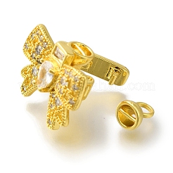 Rack Plating Brass Micro Pave Cubic Zirconia Fold Over Clasps&nbsp;KK-H485-35G