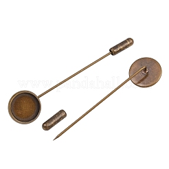 Brass Stick Lapel Pins with Flat Round Base Settings&nbsp;KK-A301-02AB
