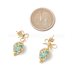 Brass Diamond Dangle Stud Earrings&nbsp;EJEW-MZ00465-05