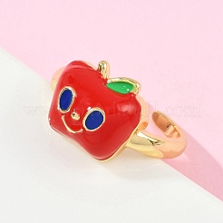 Brass Enamel Cuff Rings for Women&nbsp;RJEW-D326-01G