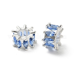 Brass Micro Pave Cubic Zirconia European Beads&nbsp;KK-B142-13B-03S