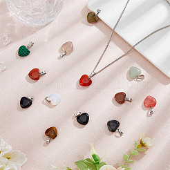 15Pcs 15 Styles Heart Gemstone Pendants&nbsp;G-FI0001-34