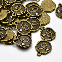 Antique Bronze Plated Alloy Rhinestone Charms&nbsp;ALRI-J153-06-NF