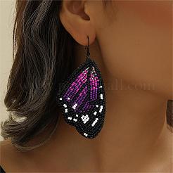 Bohemian Style Green Butterfly Wing Glass Bead Handmade Dangle Earrings&nbsp;GG1438