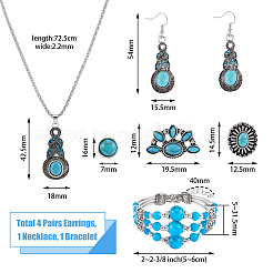 Synthetic Turquoise Pendant Necklace & Bracelet & Earrings Set&nbsp;SJEW-FI0001-15