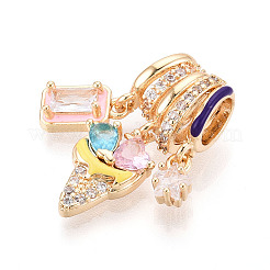 Brass Micro Pave Cubic Zirconia Pendants&nbsp;KK-T072-40G