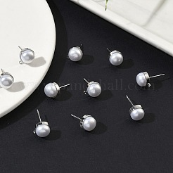 SHEGRACE Brass ABS Imitation Pearl Half Round Stud Earring Findings&nbsp;XGR0100P-119P