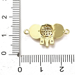 Brass Micro Pave Clear Cubic Zirconia Elephant Connector Charms&nbsp;KK-M324-22G