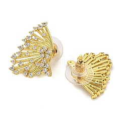 Brass Micro Pave Clear Cubic Zirconia Stud Earrings&nbsp;EJEW-B065-03G