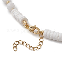 Natural White Shell Star Round Heishi Beaded Necklaces&nbsp;NJEW-JN05805