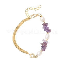 Natural Amethyst Chip Beads Link Bracelets&nbsp;BJEW-JB12884-01