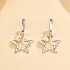Simple Daily Wear Sterling Silver Star Hoop Earrings Fashionable and Versatile&nbsp;BO3781