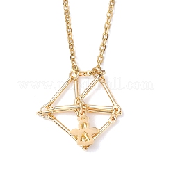 Brass Macrame Pouch Natural Amethyst Inside & 304 Stainless Steel Pendant Necklaces for Women&nbsp;NJEW-JN05607-03