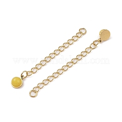Ion Plating(IP) 316 Surgical Stainless Steel Curb Chain Extender with Natural  Dyed Jade Round Charm&nbsp;STAS-A097-01G-12