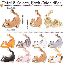 32Pcs 8 Colors Rack Plating Alloy Enamel Pendants&nbsp;FIND-SC0012-08