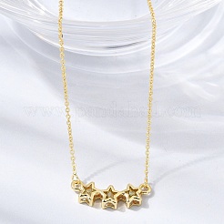 Brass Glass Triple Star Pendant Necklaces&nbsp;KK-CBAB173-03G-06