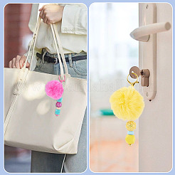 10Pcs 10 Colors Polyester Wool Keychain Bar&nbsp;AJEW-TA0003-04