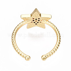 Brass Micro Pave Cubic Zirconia Cuff Rings&nbsp;RJEW-N035-033-NF