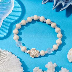 Synthetic Turquoise & Wood & Glass Beaded Stretch Bracelets for Women&nbsp;BJEW-JB11126-01