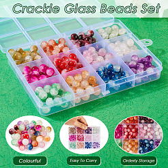 300Pcs 12 Colors Crackle Baking Paint Imitation Jade Glass Beads Set&nbsp;DGLA-TA0001-05